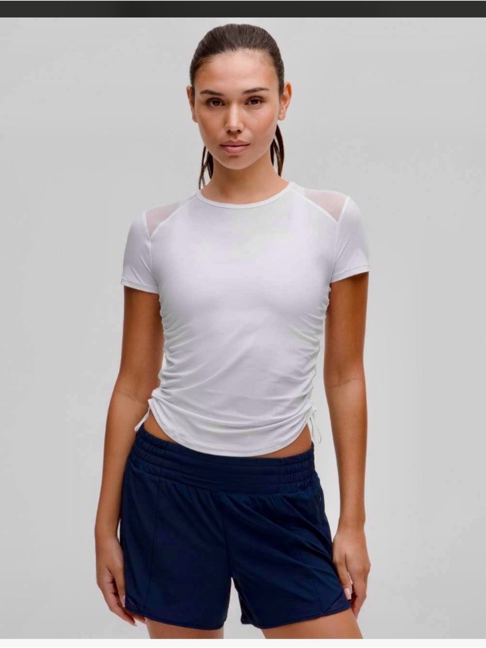 lululemon athletica White Short-Sleeve Mesh-Raglan Ruched Active Tee sculpt